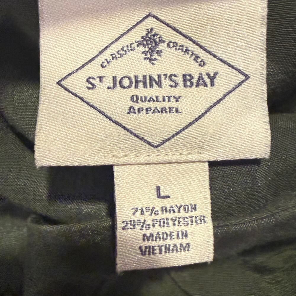 St. John’s Bay Green Tunic Top long Sleeve Lagenlook Boho Large Work Office - Picture 6 of 8